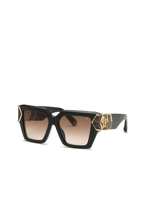 Philipp Plein Women's Sunglasses with Black Plastic Frame and Brown Gradient Lens SPP135 700Y