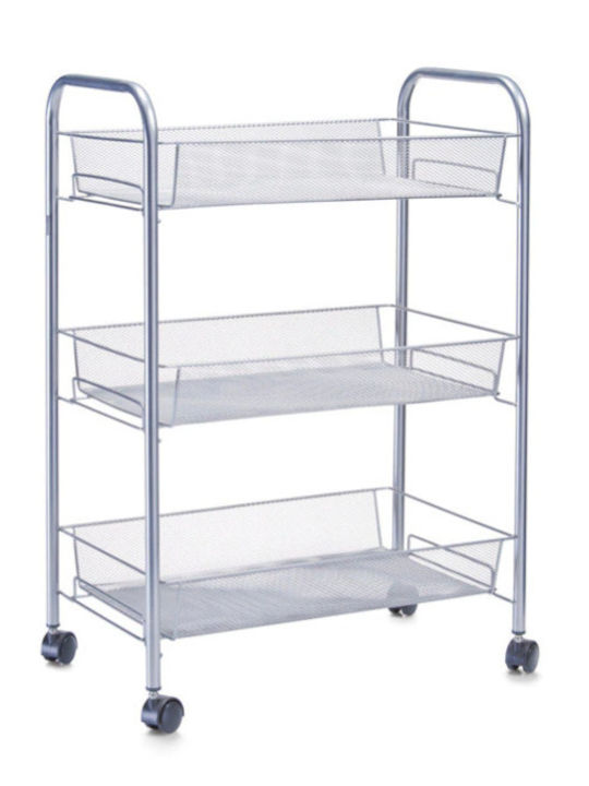 Zeller Raft De Bucătărie Metalic Cu 3 Locuri Gri 44x26x63cm