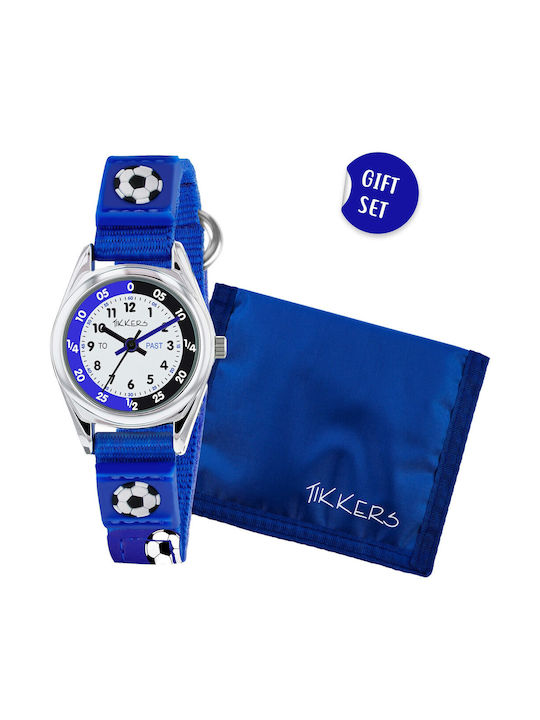 Kinder Tikkers Uhr mit blauem Stoffband Set Atk1090