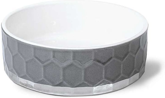 Glee Ceramică Bol Mâncare & Apă pentru Câine & Pisică pe Bază 530ml în Culoare Gri