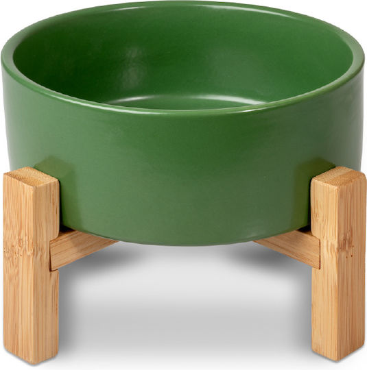 Glee Ceramic Bowl Food & Water for Dog & Cat with Base 800ml in Green Color