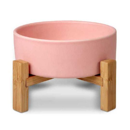 Glee Ceramic Bowl Food & Water for Dog & Cat with Base 400ml in Pink Color