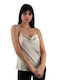 Women's Summer Blouse with Straps Ecru