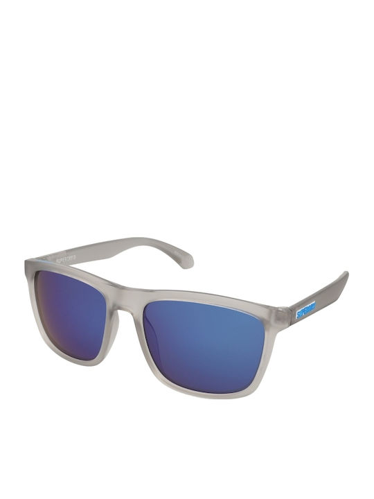 Superdry Unisex Sunglasses with Gray Plastic Frame and Blue Mirror Lens