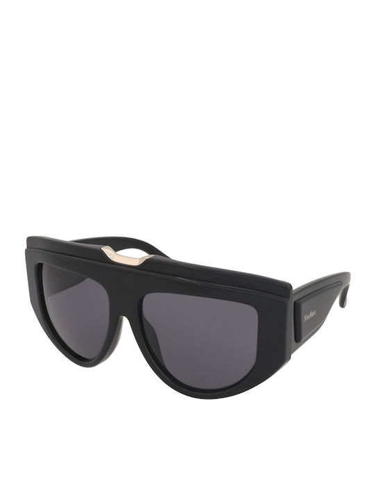 Max Mara Unisex Sunglasses with Black Plastic Frame and Black Lens