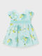 Mädchenkleid Ärmellos Leinen Blumen Set aus 2 mit Zubehör Natur