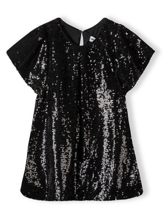 Minoti Girls Dress with Sequins Short Sleeve black