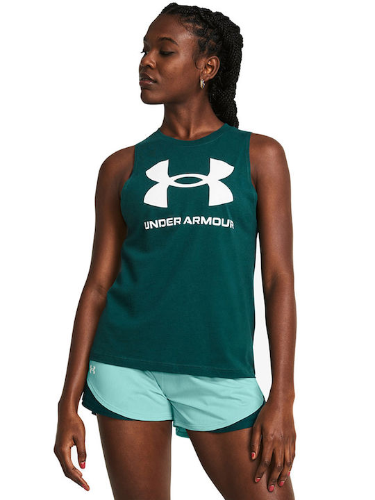 Under Armour Sportstyle Graphic Damen Sportliches Bluse Ärmellos Petrol Blue