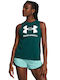 Under Armour Sportstyle Graphic Women's Athletic Blouse Sleeveless Petrol Blue