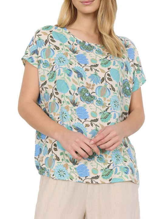 Soya Concept Bluza de Damă de Vară Floral Albastră