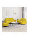 Living Room Furniture Set 2-Seater & 2-Seater & Stool Yellow
