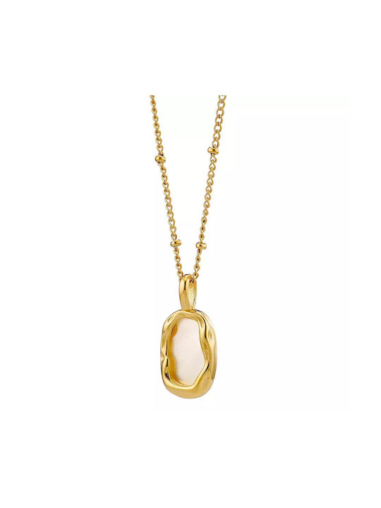 Gold plated steel necklace Oval Necklace Gold p...