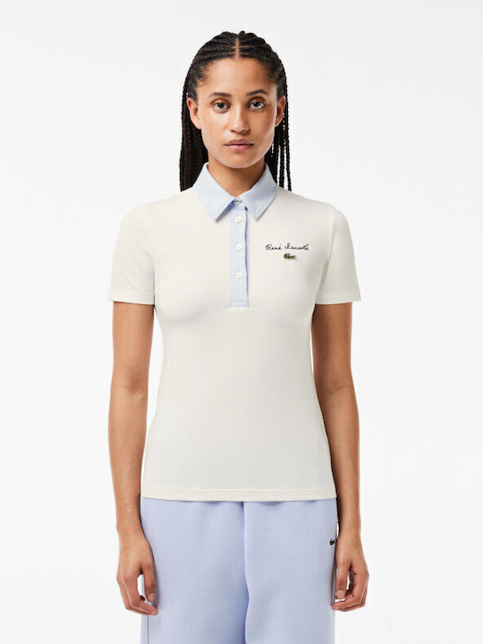 Lacoste Γυναικεία Polo Μπλούζα Λευκή