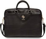 Guess Grained 4G Metal Logo Tasche Schulter / Handheld für Laptop 15" in Schwarz Farbe