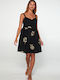 Sommer Slip Dress Damenkleid Schwarz