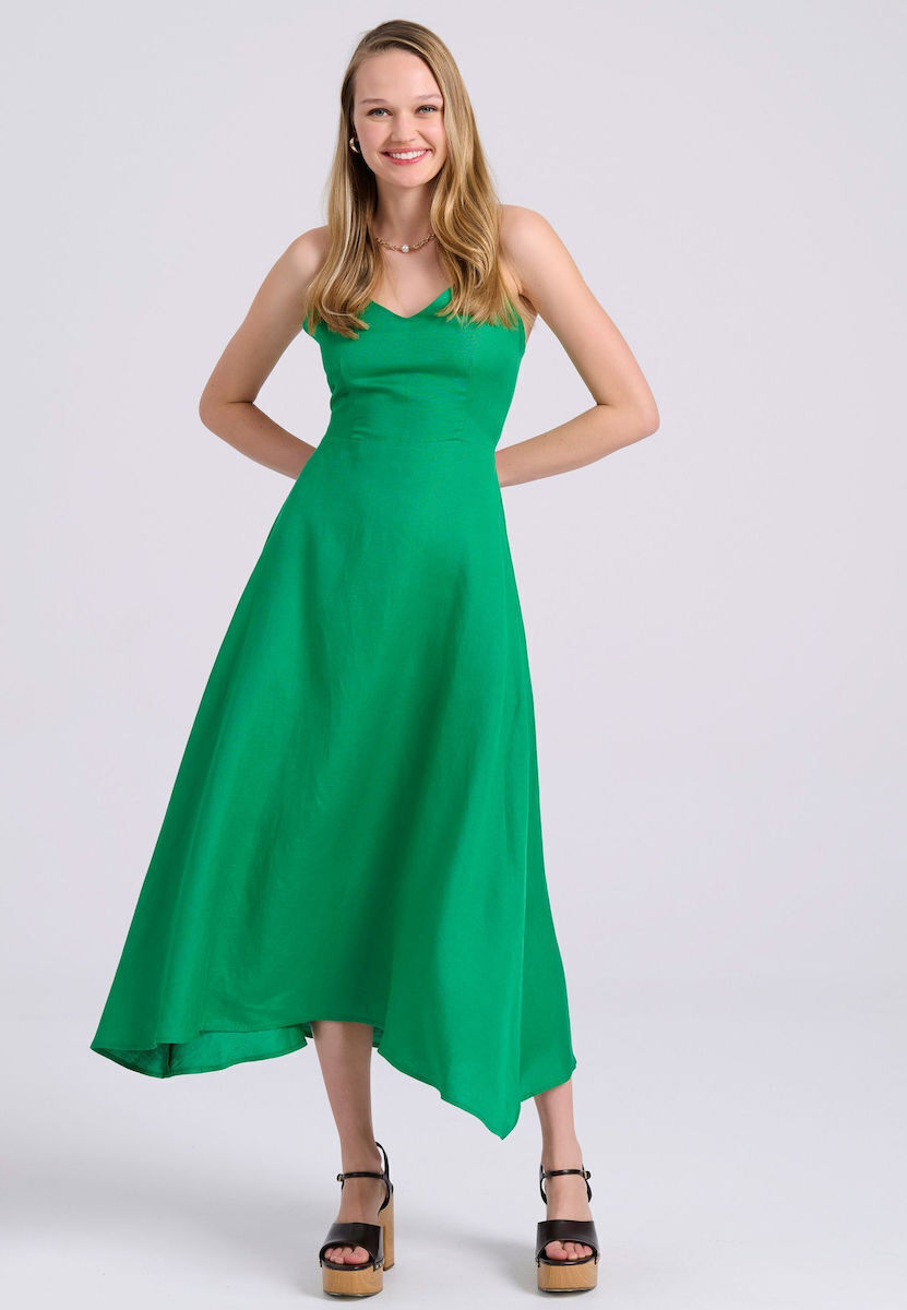 Funky Buddha Summer Midi Dress Green FBL009-143-13-VIBRANT-GREEN |  Skroutz.mt
