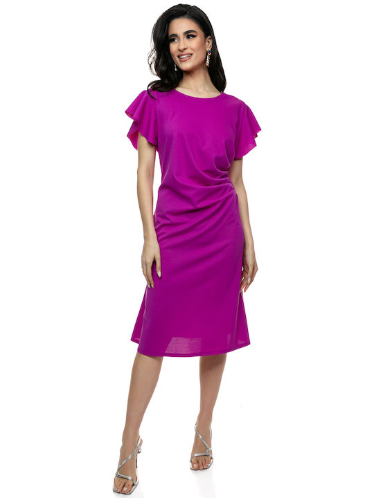 RichgirlBoudoir Midi Dress with Ruffle Purple