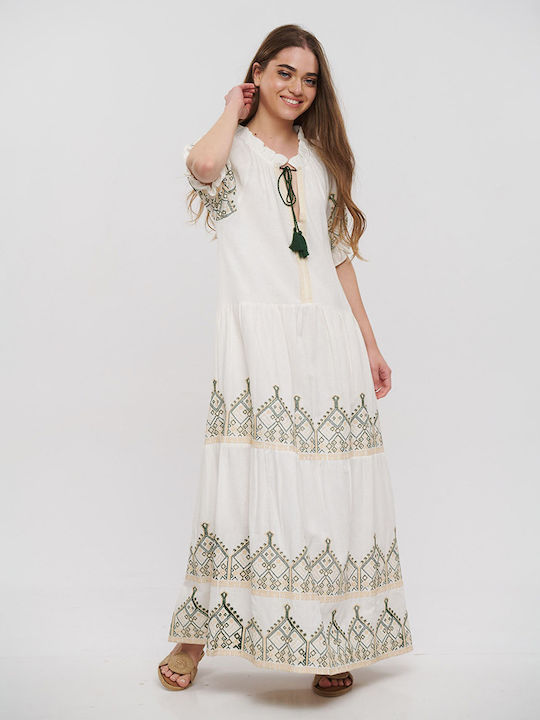 Ble Resort Collection Maxi Rochie cu Volane White