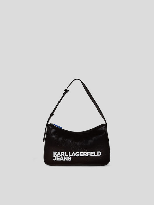Karl Lagerfeld Logo Γυναικεία Τσάντα Ώμου Μαύρη