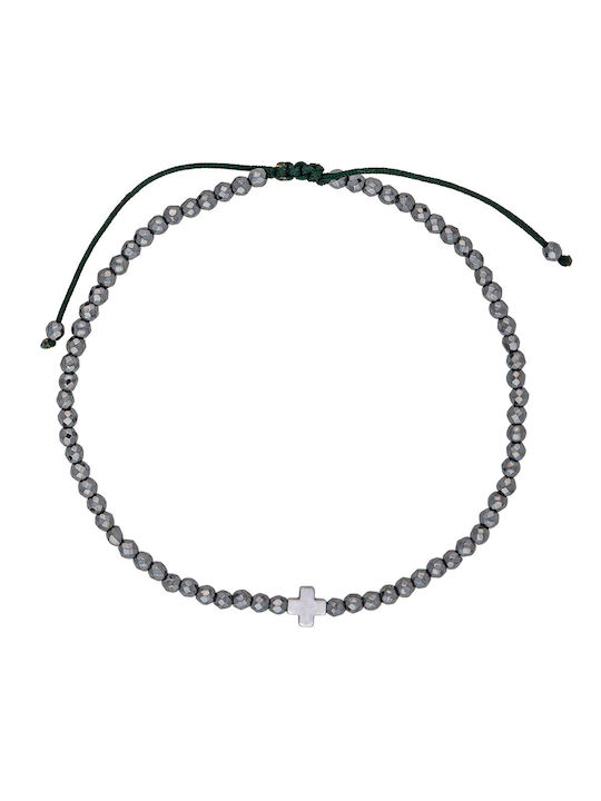 Excite-Fashion Masculin Brățară Macrame Series cu design Cruce din Oțel cu Perle