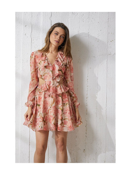 Enzzo Dress with Ruffle Pink