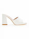 C'm Paris Chunky Heel Mules White