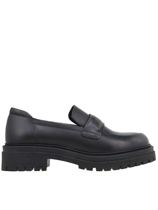 Geox Leather Women's Loafers in Black Color