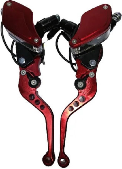 Set of Motorcycle Brake/Clutch Levers Adjustable Red M01604002
