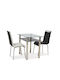 Kitchen Table with Silver Glass Surface 90x60x75cm