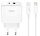 XO Charger with USB-A Port and USB-C Port and Cable USB-C - Lightning 20W Power Delivery Whites (L137)