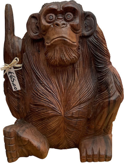 Handgefertigter Affe Skulptur aus Holz 35×25 cm.