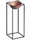 Aberto Design Ghiveci Metalic Negru cu suport 22x22x60εκ.