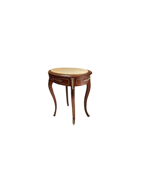 Oval Side Table Wooden Marble L54xW42xH80cm