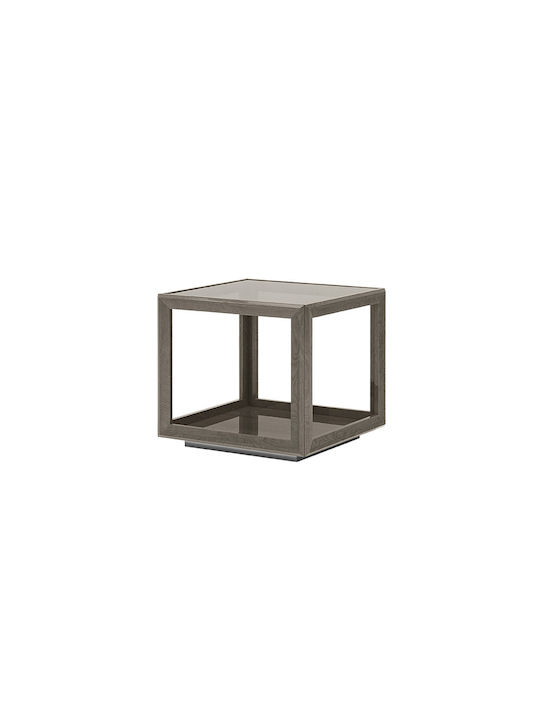 Square Coffee Table Elite made of Solid Wood Grey L60xW60xH55cm