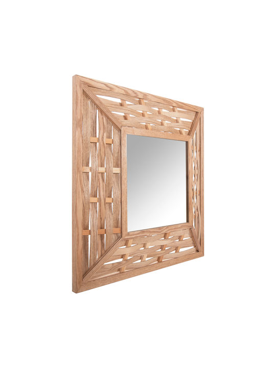 Freebox Wall Mirror with Beige Wooden Frame 71x71cm 1pcs