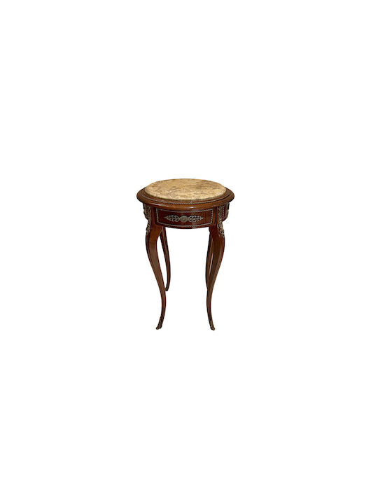 Round Side Table Wooden Marble L45xW45xH82cm