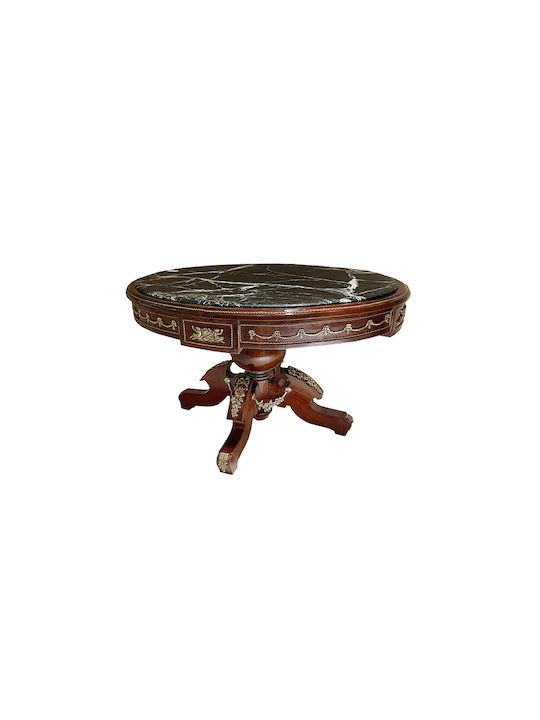 Round Coffee Table Wooden Marble L100xW70xH65cm