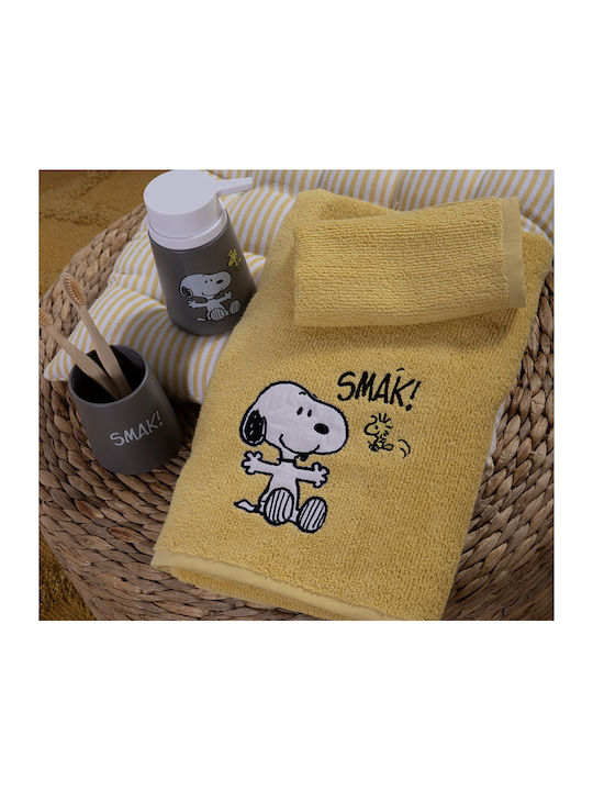 Nef-Nef Homeware Snoopy Smak Σετ Βρεφικές Πετσέτες 2τμχ Yellow Βάρους 420gr/m²