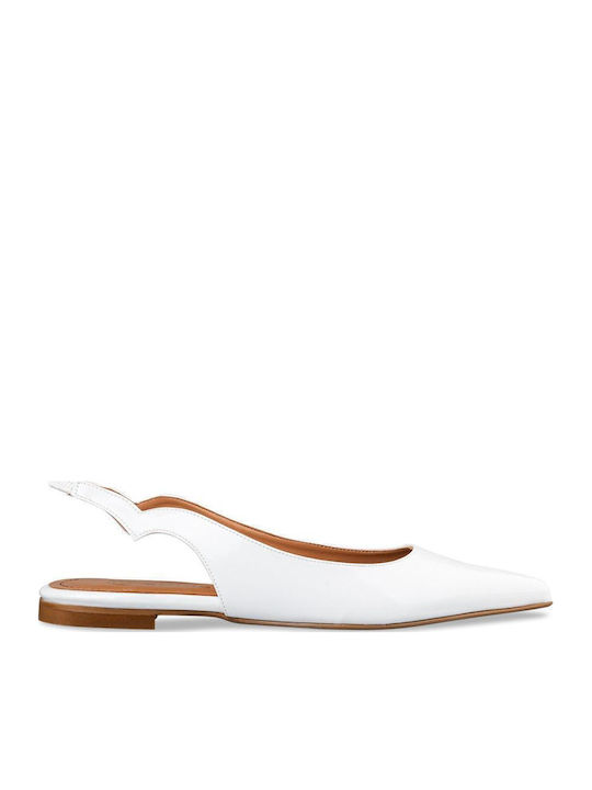 Γυναικείες Μπαλαρίνες Slingback από Λουστρίνι Λευκο