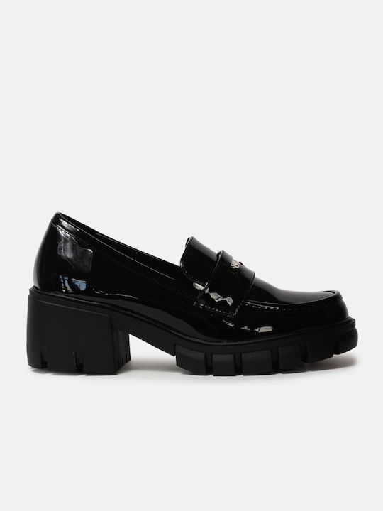 Loafers mit quadratischem Absatz Schwarz