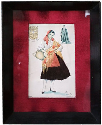 Mädchen mit Krug Rahmen Stoff 220x20cm