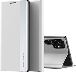 Samsung Galaxy S24 Ultra 5G Neues Design Lederständerhülle Kunstleder Weiß