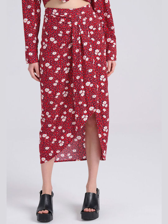 Funky Buddha Midi Envelope Skirt Floral in Red ...