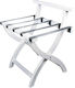 Horecabar Wooden Foldable Hotel Luggage Rack White with Dimensions 60x45xH68cm Foldable with Backrest