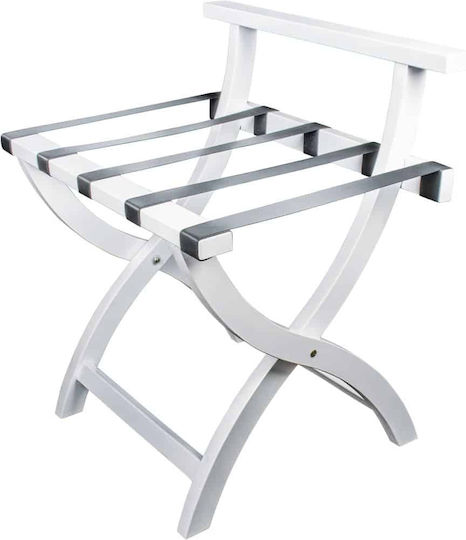 Horecabar Wooden Foldable Hotel Luggage Rack White with Dimensions 60x45xH68cm Foldable with Backrest