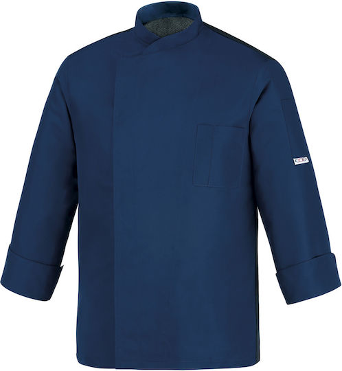 Egochef Coat Chef 100% Microfiber Blue with Long Sleeve
