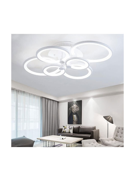 Universo Μοντέρνα Μεταλλική Πλαφονιέρα Οροφής με Ενσωματωμένο LED σε Λευκό χρώμα 79cm