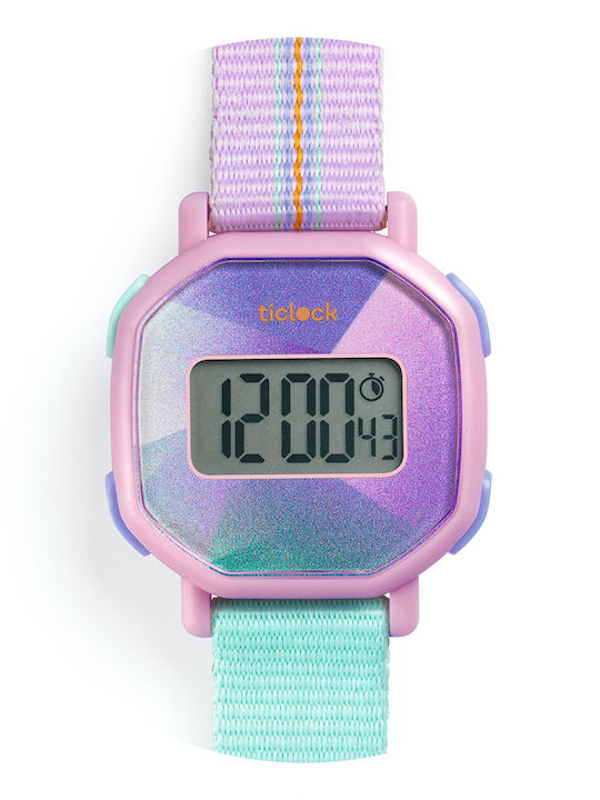 Djeco Kinder-Digitaluhr mit Kautschuk/Plastikarmband Lila