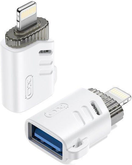 XO Μετατροπέας USB-A female σε Lightning male Λευκό 1τμχ XO-NB256A