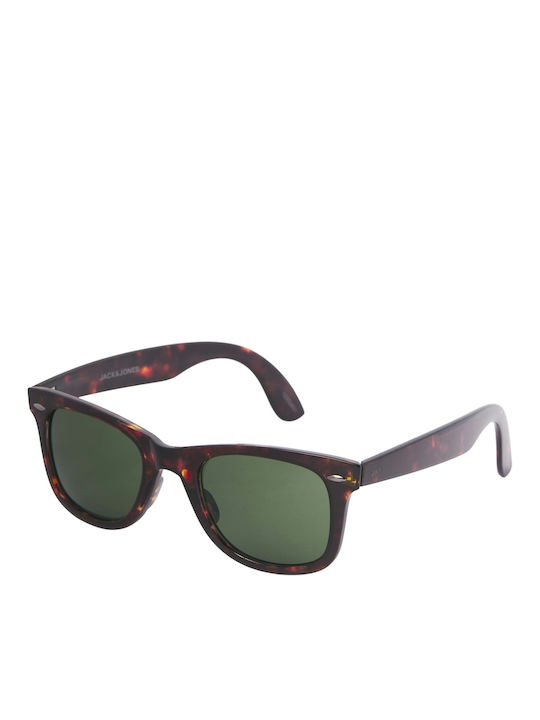 Jack & Jones Unisex Γυαλιά Ηλίου με Καφέ Ταρταρούγα Κοκκάλινο Σκελετό και Πράσινο Φακό